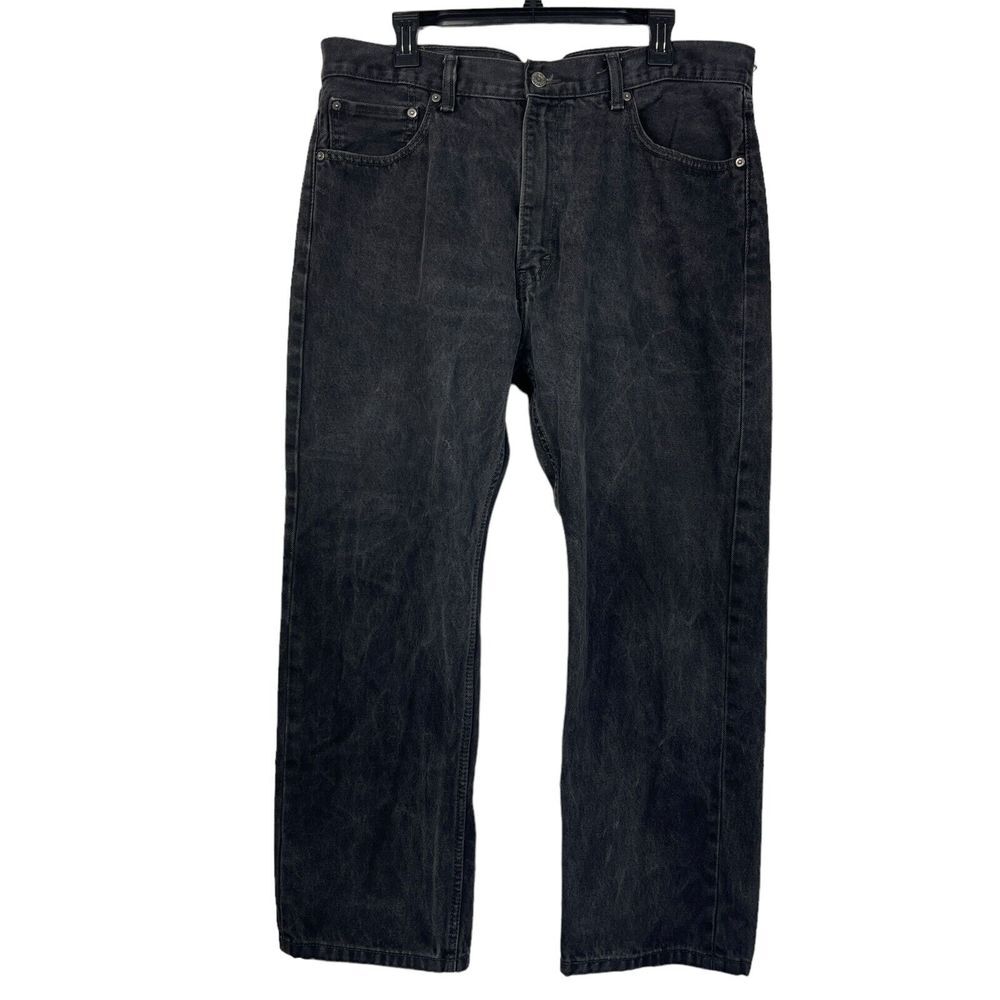 Levis 505 Regular‎ Fit Straight 40x30 100% Cotton Denim Jeans Black Zip